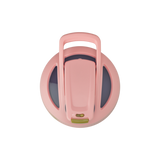 Pink Strada Sleek lid with green lock and button. | Color#Breakaway